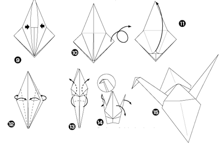Схема журавлика оригами простая для детей