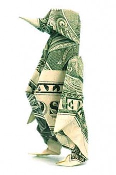 Пингвин из однодолларовой банкноты Пингвин из однодолларовой банкноты