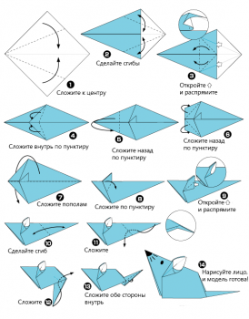 mouse-shema Схема сборки оригами мышки