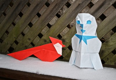 cнеговик с птицей cнеговик с птицей