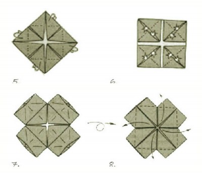 Кусудама Тройной блинчик схема шаг 5-8