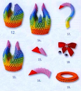 Оригами модульное Лебедь схема 12-19 Оригами модульное Лебедь схема 12-19