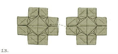 Простая кусудама Тройной блинчик схема 13