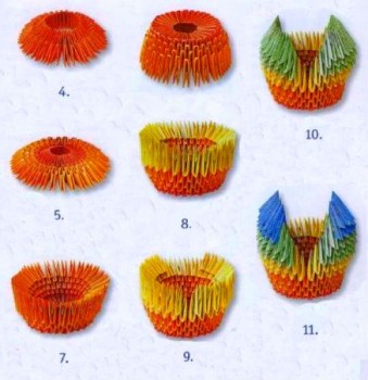Радужный Лебедь оригами схема 4-11 Радужный Лебедь оригами схема 4-11