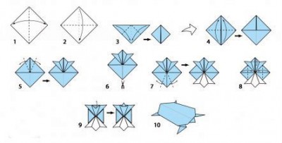 Черепаха оригами схема складывания шаг 1-10