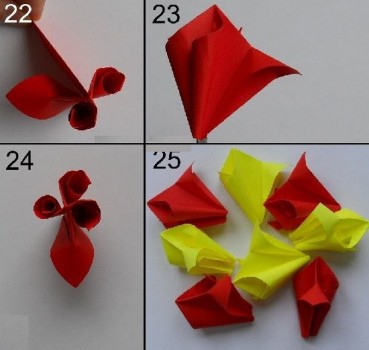 Как сделать оригами цветок Водосбора схема 22-25