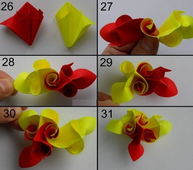 Модульное оригами цветок Водосбора схема сборки 26-31