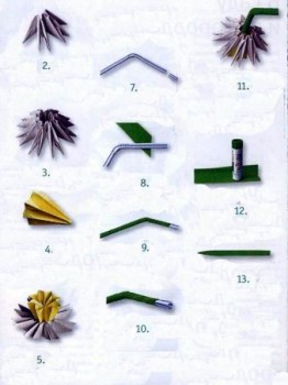 Оригами цветок нарцисс схема сборки 2-13 Оригами цветок нарцисс схема сборки 2-13