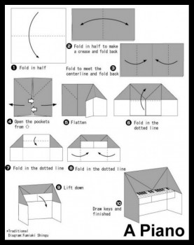 Схема сборки оригами пианино шаг 1-10 Схема сборки оригами пианино шаг 1-10