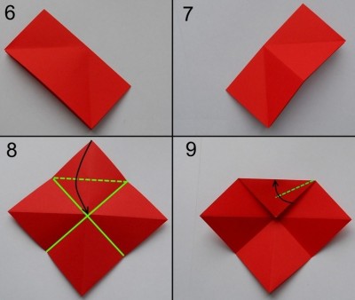 Оригами из бумаги цветок Водосбора схема складывания 6-9
