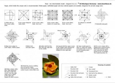 Оригами роза из бумаги схема Оригами роза из бумаги схема