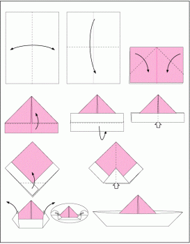 Схема сборки шляпа оригами из газеты Схема сборки шляпа оригами из газеты