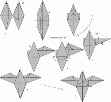Диаграмма сборки орла оригами Диаграмма сборки орла оригами