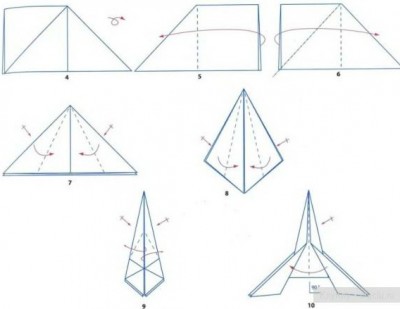 Оригами из бумаги ракета схема 4-10 Оригами из бумаги ракета схема 4-10