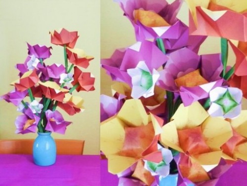Простой оригами цветок за схемой Joost Langeveld