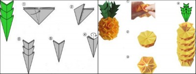 Схема сборки оригами Ананас из модулей