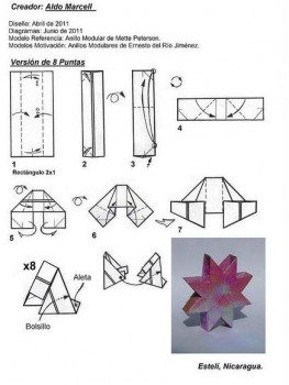 Схема сборки оригами из бумаги звезда Нории