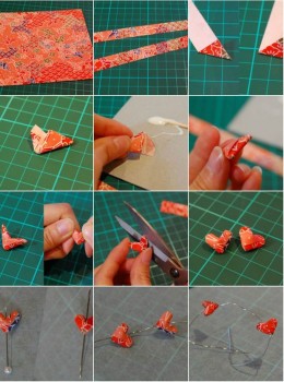 Схема сборки оригами украшения сережки