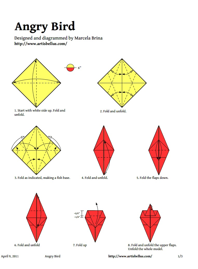 Энгри Бердс из бумаги оригами