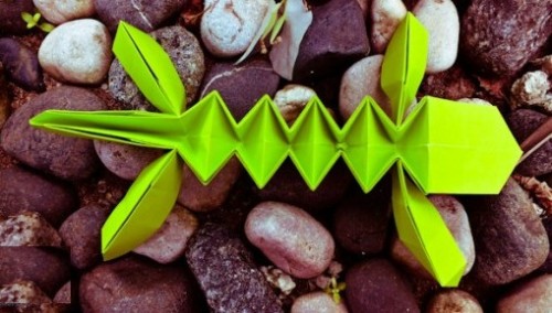 Ящерица оригами за схемой Evan Zodl Ящерица оригами за схемой Evan Zodl