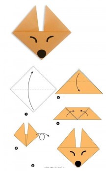 Схема сборки мордочка Лисы оригами Лиса Схема сборки мордочка Лисы оригами Лиса