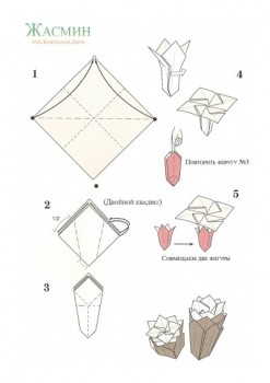 Как делать оригами цветок Жасмин схема сборки Как делать оригами цветок Жасмин схема сборки