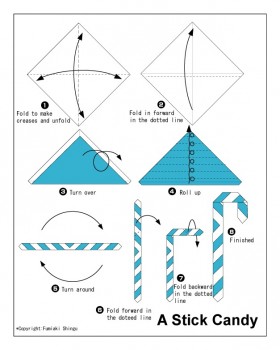 Оригами схема рождественской палочки Оригами схема рождественской палочки