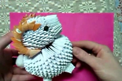 Овен оригами из треугольных модулей Овен оригами из треугольных модулей