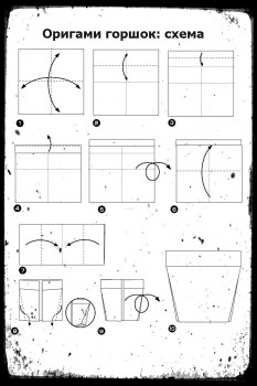 Оригами горшок для кактуса схема